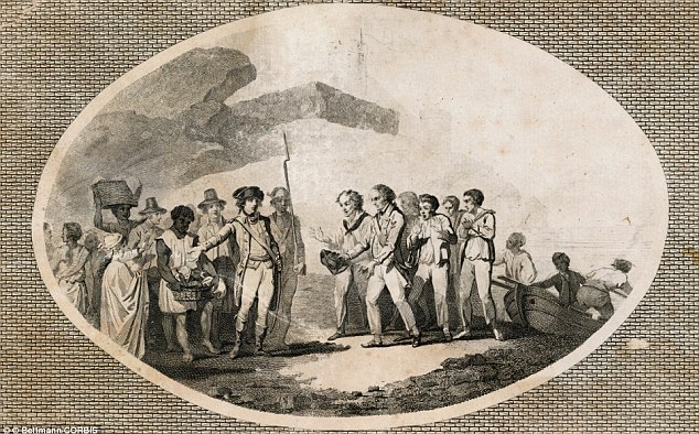 Land ahoy: After having been cast adrift, Bligh and his crew were hospitably received by the Governor of Timor