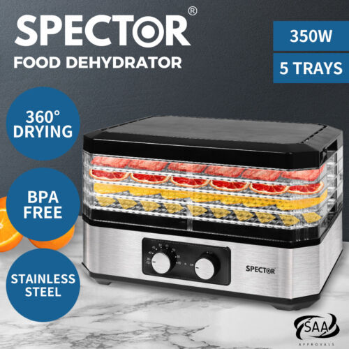 Spector Food Dehydrators Stainless Steel Beef Jerky Maker 5 Trays Fruit Dryer