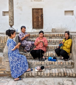 Khiva, Uzbekistan ‘Local women enjoying a summer’s evening knitting and chatting.’