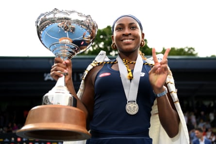 Coco Gauff with the trophy after winning the ASB Classic in Auckland in January.