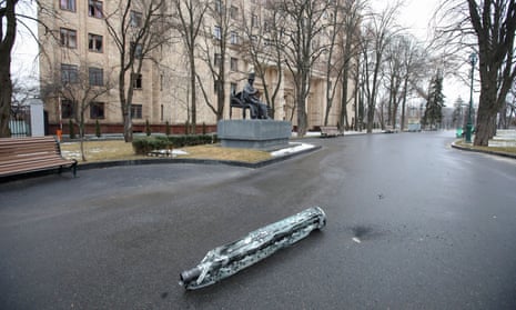 An ammunition case in a street in Kharkiv