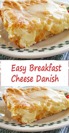 two plates with cheese danish on them and the words weight watchers easy breakfast cheese danish