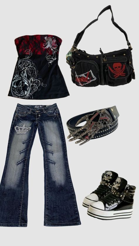 #emo #y2k #fashion #outfits #shuffles #2000s Y2k Fashion Outfits, Y2k Outfits Aesthetic, Trashy Outfits, Emo Y2k, Mcbling Fashion, Filmy Vintage, 2000s Outfit, Outfits 2000s, 2000s Clothes