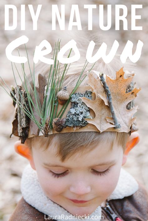 How to Make a DIY Nature Crown for Kids | Easy Nature Activities for Kids Høstaktiviteter For Barn, Nature Crafts Kids, Nature Crown, Diy Nature, Forest School Activities, Crown For Kids, Nature School, Aktivitas Montessori, Autumn Crafts