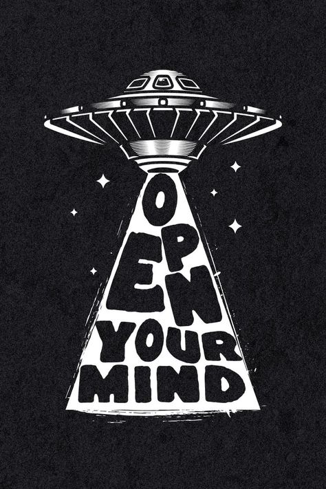 Introducing the Open Your Mind Cool Trippy UFO Motivational Quote Poster - a must-have for any psychedelic art lover! This poster features a vibrant and eye-catching design. The motivational quote will inspire you to expand your consciousness and embrace new experiences. Hang it up in your bedroom, office, or meditation space for a daily dose of inspiration. Art, Psychedelic Art, Trippy, Techno, Design, Instagram, Cool Art Drawings, Alien, Alien Drawings