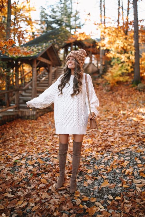 The “It” Dress for Fall – Southern Curls & Pearls Fall Photo Ideas, New York Trip, Caitlin Covington, Fall Photo Shoot Outfits, Southern Curls And Pearls, Funny Dresses, Dress For Fall, Cable Knit Sweater Dress, Winter Photoshoot