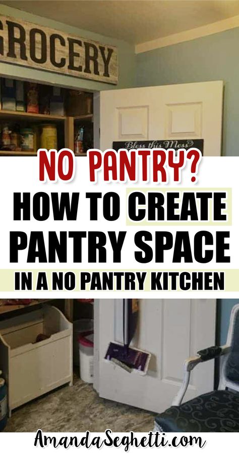Best food storage no pantry solutions Pantry In A Cupboard, Small Food Storage Ideas, Added Pantry To Kitchen, Small Kitchen With Pantry Ideas, Pantry Idea For Small Kitchen, How To Create Pantry In Small Kitchen, How To Store Kitchen Items, Small Dining Room Pantry Ideas, Small Pantry Addition To Kitchen