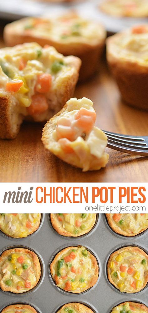 Essen, Pie, Pot Pie Chicken, Pie Chicken, Easy Chicken Pot Pie Recipe, Easy Fast Dinner Recipes, Quick Meals To Make, Chicken Pot Pies, Mini Chicken Pot Pies