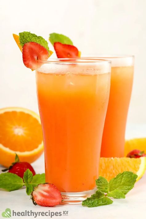 Strawberry Orange Juice Recipe: Light and Refreshing Summer Drink Strawberry Orange Juice, Fresh Orange Juice Recipes, Strawberry Juice Recipe, Fresca Drinks, Freezing Strawberries, Orange Juice Recipes, Orange Juice Drinks, Summer Juice, Morrocan Food