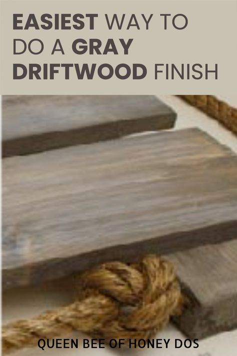 I love the look of aged wood and/or driftwood finishes. This is the ABSOLUTELY easiest DIY method to achieve that look! #paint #furniture #stain #finishes How To Paint Driftwood Look, French Country Painted Furniture Diy, Upcycling, Diy Weathered Wood Look With Stain, Grey Whitewash Furniture, Aged Wood Furniture, Diy Driftwood Paint Furniture, How To Get Weathered Wood Look, How To Make Wood Look Like Driftwood