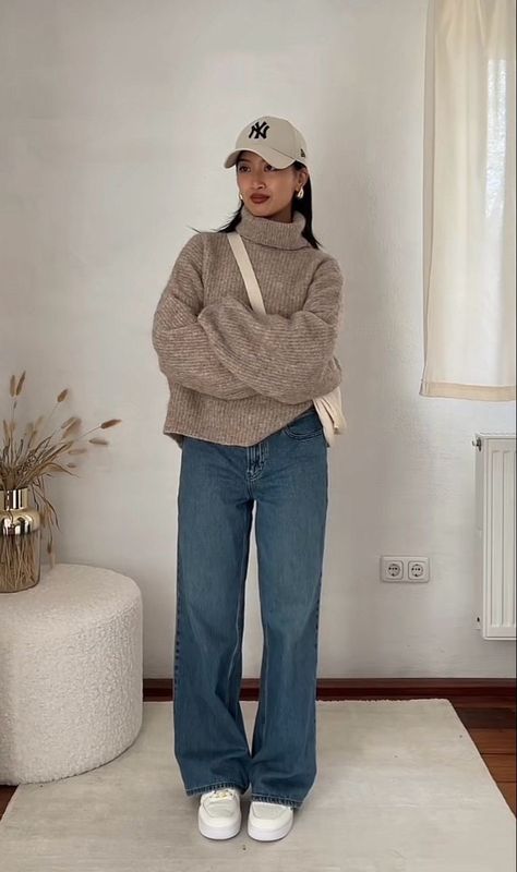 Turtleneck Sweater Outfit, Turtleneck Outfit, Japan Outfit, Winter Fashion Outfits Casual, Uni Outfits, Cold Outfits, Neue Outfits, Mode Casual, Outfits Otoño