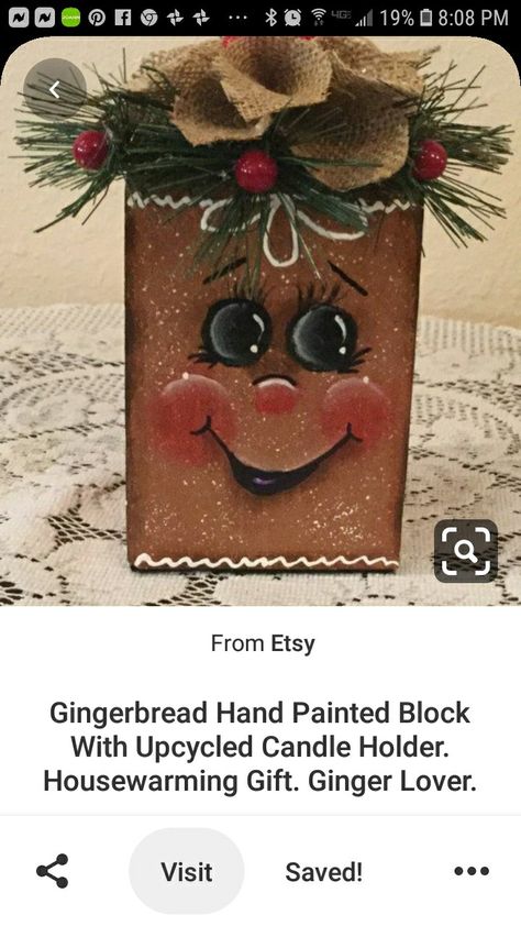 2x4 Crafts Christmas, Gingerbread Painting, Upcycled Candle Holders, Wood Blocks Christmas, 2x4 Crafts, 2x4 Wood, Bread Man, Christmas Gingerbread Men, Ginger Bread