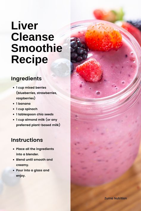 By enjoying this antioxidant-rich berry smoothie regularly, you can nourish your liver with essential nutrients and support its detoxification processes. Liver Cleanse Smoothie, Liver Diet Plan, Liver Detox Smoothie, Detoxification Drinks, Liver Healthy Foods, Cleanse Smoothie, Smoothie Cleanse Recipes, Healthy Eating Smoothies, Healthy Liver Diet