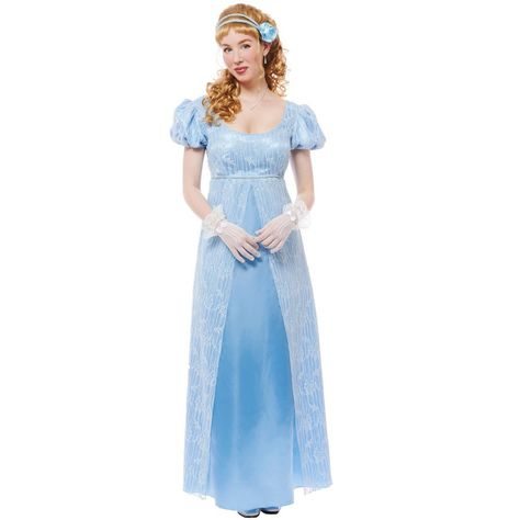 When you wear this dress, you will be transformed into the diamond of the season! In this gorgeous, blue dress you will look just like a character from your favorite regency romance series. It's perfect for Halloween or your next regency themed costume ball. Grab your Duke and make it a couples costume that is sure to impress everyone at the party! Cinderella Costume Women, Movie Themed Costumes, Diamond Of The Season, Regency Dresses, Blue Satin Fabric, Daphne Costume, Cinderella Cosplay, Regency Gown, Womens Costume