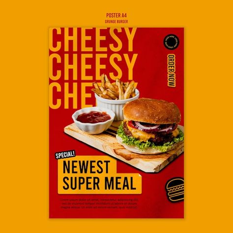 Poster Food Design, Food Banner Design, Burger Instagram, Burger Poster, Food Flyer Design, Menue Design, Culinary Food, Food Typography, Poster Food