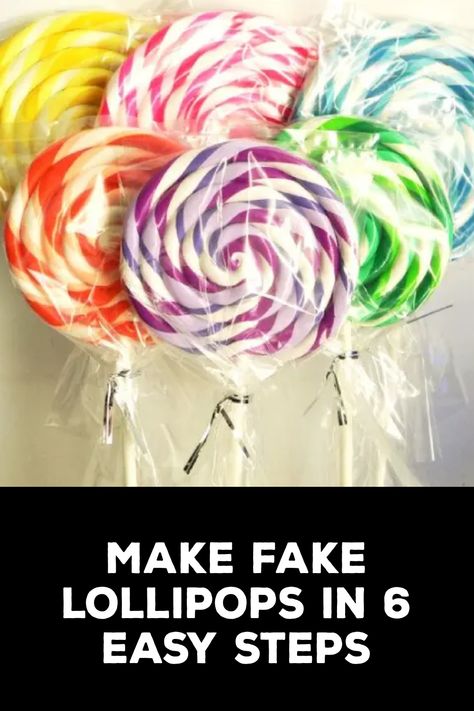 How to Make Fake Lollipops Balloon Lollipop Diy, Diy Suckers Lollipops Decor, How To Make Fake Lollipops, Diy Fake Lollipop, Making Candy With Molds, Fake Sweets Diy, Lollipop Decorations Diy, Fake Lollipops Diy, Diy Lollipop Decorations