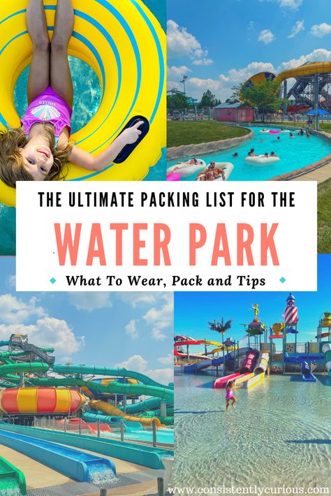 ultimate packing list for the waterpark Outfit Ideas For Water Park, Outfits For Water Parks, What To Pack For A Water Park, Water Park Outfit Ideas Summer, What To Wear To Water Park, Outfit For Water Park, What To Wear To A Water Park, Water Park Packing List, Water Park Essentials