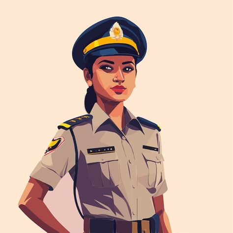 Indian women police officer illustration | Premium Vector #Freepik #vector #policeman #police-officer #cop #police India, Police, Caricature, Lady Police Officer Indian, Indian Army, Women Police, Police Officer, Police Station, Officer