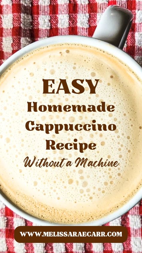 I will show you my Easy Homemade Cappuccino Recipe without a Machine that will have you enjoying a perfect cappuccino in the comfort of your own home.  This recipe will work with non-dairy creamer, whole milk or any alternative milk.Experiment with these different techniques to find the method that suits your needs.  With a little practice, you’ll be able to treat yourself to a great cup of cappuccino anytime you want. Capachino Recipe, Instant Cappuccino Mix Recipe, Iced Cappuccino Recipe, Cappuccino Mix Recipe, Homemade Cappuccino, Hazelnut Cappuccino, Milk Experiment, How To Make Cappuccino, French Vanilla Cappuccino