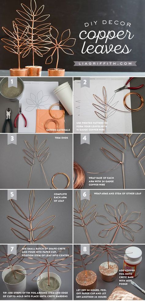 Wire Leaf, Sculptures Sur Fil, Copper Wire Crafts, Copper Wire Art, Wire Wall Art, Wire Art Sculpture, Copper Crafts, Wire Diy, Copper Decor