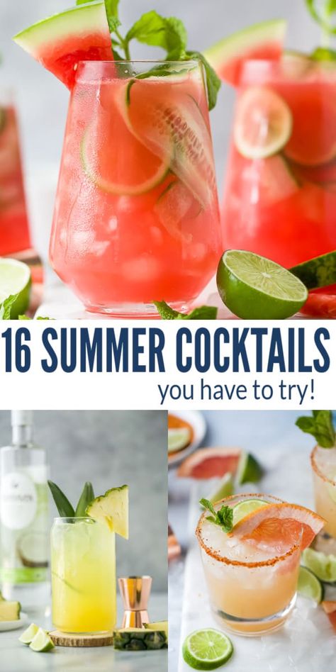 These refreshing Summer Cocktails are here to help you relax and recharge when the weather gets hot. Whether you're by the pool or enjoying a laid-back happy hour, these boozy beverages are bound to hit the spot! #summercocktails #cocktailrecipes #summerdrinks #cocktails #cocktailideas Essen, Summer Mocktail Recipes, Summer Drinks Nonalcoholic, Pool Cocktails, Summer Mocktails, Easy Mocktails, Homemade Strawberry Lemonade, Easy Mixed Drinks, Easy Mocktail Recipes
