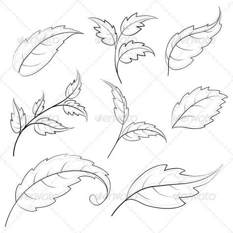 Vector Leaves, Contour Drawing, Pola Bordir, Flower Drawing Tutorials, Tree Vector, Flower Art Drawing, Pencil Drawings Easy, Leaf Drawing, Lukisan Cat Air