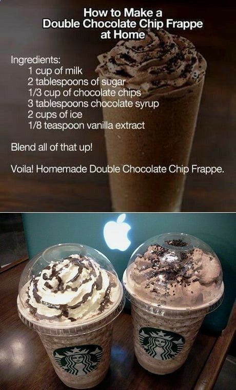 Thermomix, Chocolate Frappuccino Recipe, Chocolate Frappe Recipe, Frappuccino Recipe At Home, Chocolate Chip Frappe, Starbucks Frappuccino Recipe, Cold Coffee Drinks, Iced Drinks Recipes, Homemade Frappuccino