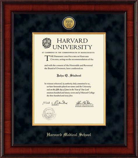 Diploma Display, Harvard College, School Diploma, School Frame, College Diploma, Diploma Frame, Medical Degree, Dream College, Harvard Medical School