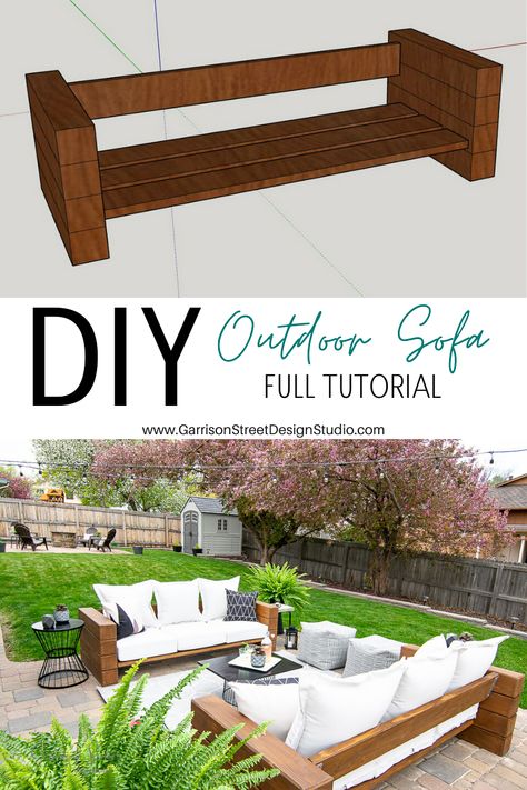 5 DIY Building Projects To Try Right Now Patio Sofa Diy, Diy Building Projects, Deck Couch, Outdoor Sofa Diy, Diy Outdoor Space, Build Outdoor Furniture, Cheap Patio Furniture, Diy Garden Patio, Modern Farmhouse Diy