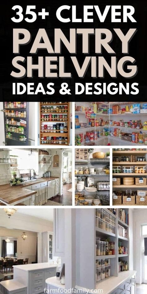 35+ Clever Kitchen Pantry Shelving Ideas and Designs (Photos) For 2022 Galley Pantry Design, Kitchen Open Pantry Shelving, Black Pantry Walls Open Shelving, Open Concept Pantry Ideas, Pantry Shelf Measurements, Pantry With Vacuum Storage, Simple Walk In Pantry Ideas, Corner Pantry Shelving Ideas Walk In, Walk In L Shaped Pantry