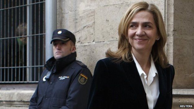 Princess Cristina, sister of King Felipe of Spain, arrives at a courthouse to testify before judge Jose Castro over tax fraud and money-laundering charges in Palma de Mallorca. February 8, 2014
