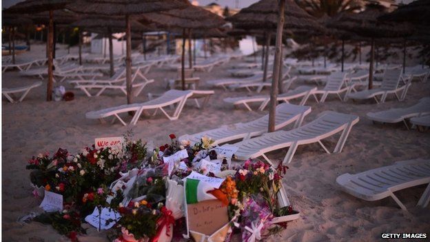 Tunisian beach filled with tributes