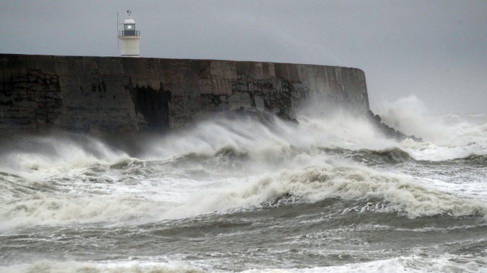 Stormy waves in Newhaven, East Sussex