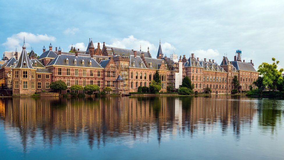 The Binnenhof Palace in The Hague along the Hohvijfer canal