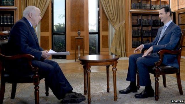 بشار اسد هنگام مصاحبه با جرمی بوئن سردبیر خاورمیانه بی بی سی
