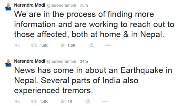 بھارتی وزیر اعظم نے ٹوئیٹ میں امداد فراہم کرنے کی بات کہی ہے