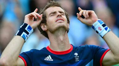 Andy Murray celebrates London 2012 gold