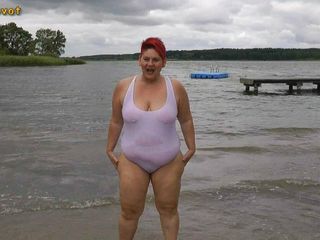 Anna Devot and Friends: Annadevot - in White Swimsuit in the Lake