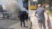 İETT otobüsü yandı, vatandaşlar müdahale etti