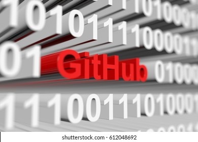 GitHub as a binary code with blurred background 3D illustration