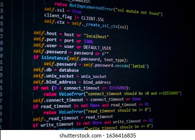 developer software source code screen. programming code. writing script. programmer editing code background
