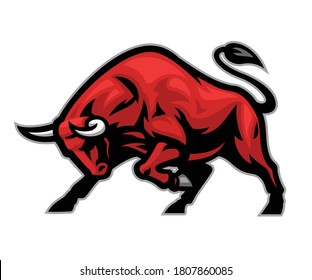 angry bull mascot ready to attack