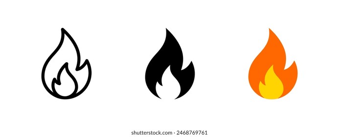 Fire flame icon. Burning symbol. Fireball sign. Energy illustration isolated.