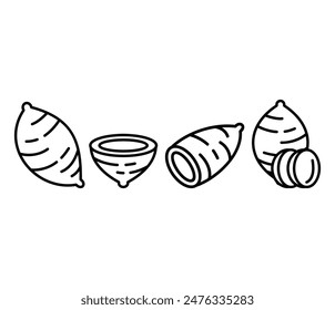 sweet potato icons symbol vector design simple line black white color illustration collection sets