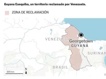 El territorio Esequibo, localizado entre Venezuela y Guyana, es la zona reclamada por el Gobierno de Nicolás Maduro.