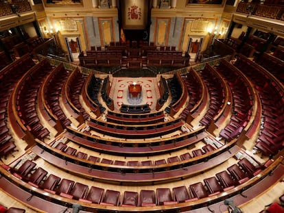 El hemiciclo del Congreso de los Diputados vacío, en una imagen de archivo.
