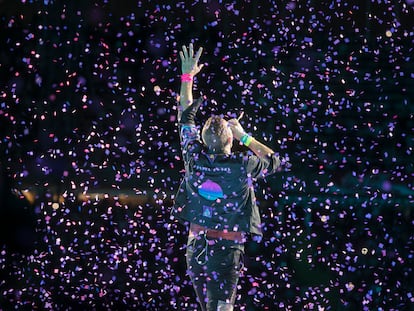Concierto del grupo británico Coldplay en  Barcelona. En la imagen el cantante Chris Martin.