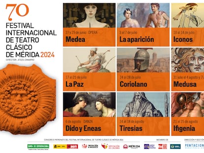 Cartel oficial de la programación de la 70º edición del Festival Internacional de Teatro Clásico de Mérida 2024