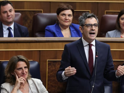 El ministro de Justicia, Félix Bolaños, este martes en el Congreso de los diputados.