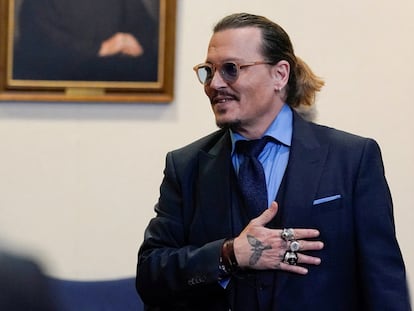 El actor Johnny Depp durante la última jornada del juicio por difamación contra Amber Heard, el 27 de mayo de 2022.